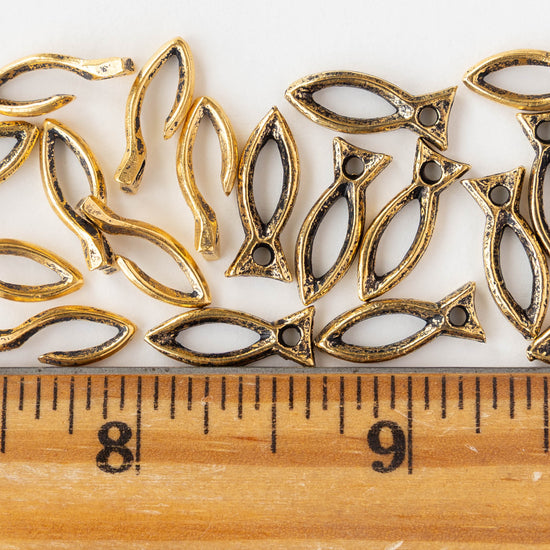 6x26mm Mykonos Fish Hook and Eye Clasp - Antique Gold - 1, 4, or 8 clasps