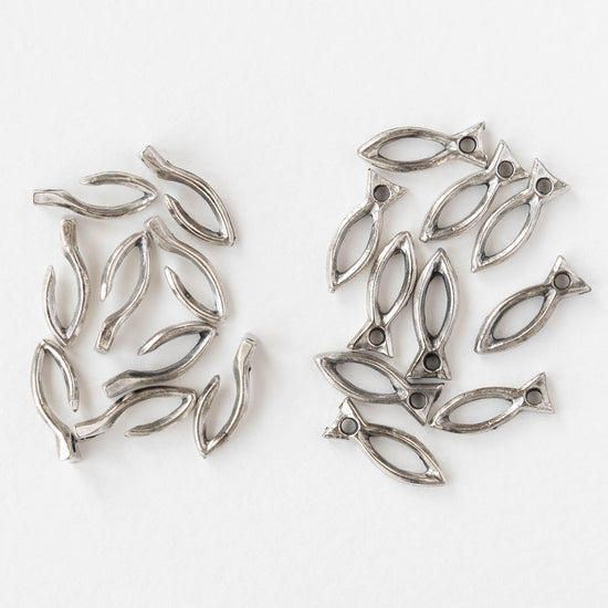 6x26mm Mykonos Fish Hook and Eye Clasp - Antique Silver Plated - 1, 4, or 8 clasps