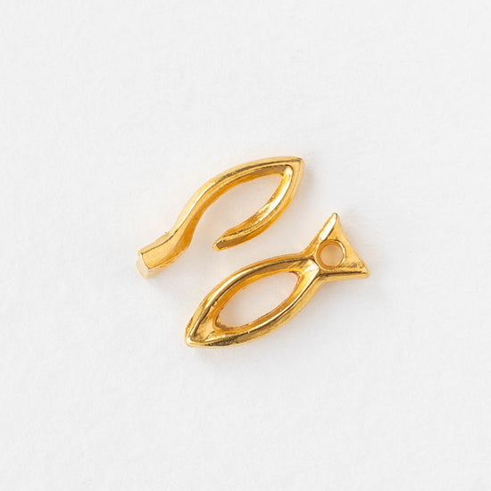 6x26mm Mykonos Fish Hook and Eye Clasp - 24K Gold - 1, 4, or 8 clasps