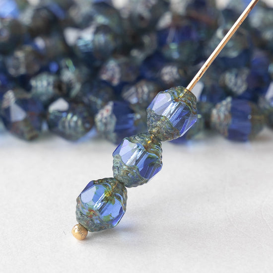 Load image into Gallery viewer, 6x8mm Faceted Prop Beads - Blue Picasso - 20 beads
