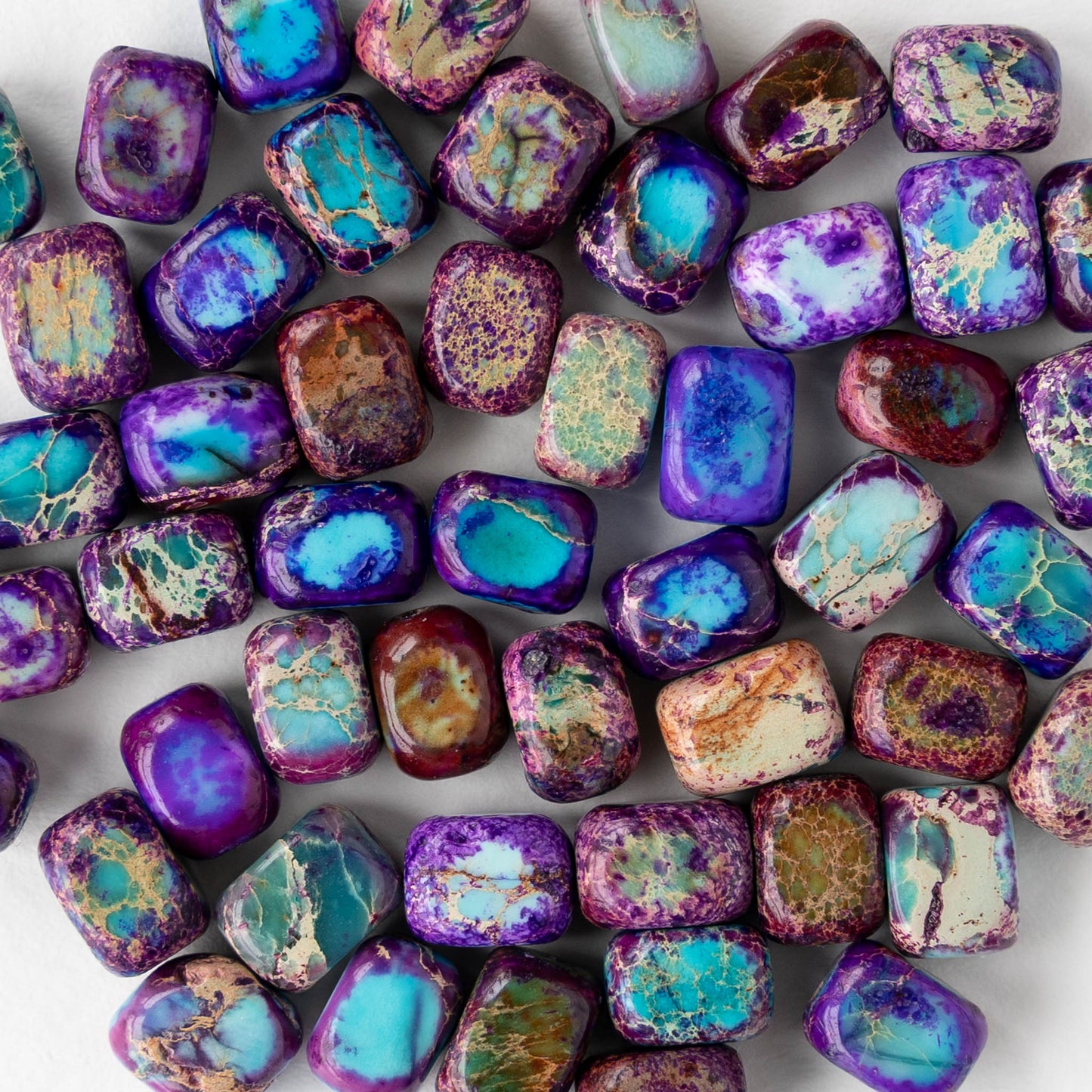 6x8mm Impression Jasper Cornerless Cube Beads - Purple - 16 inch strand ~53 beads