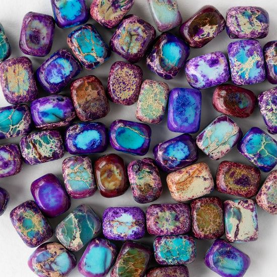 6x8mm Impression Jasper Cornerless Cube Beads - Purple - 16 inch strand ~53 beads