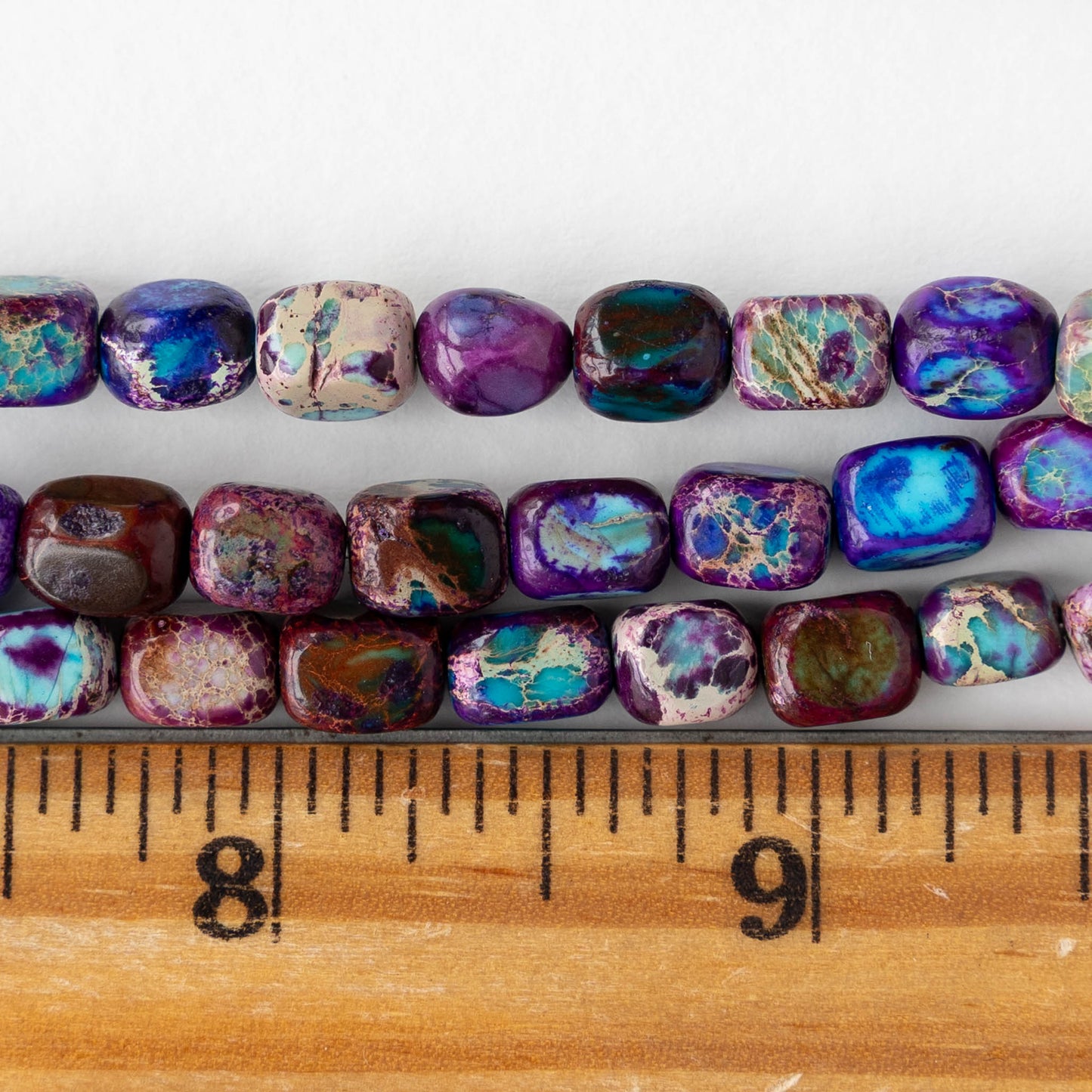6x8mm Impression Jasper Cornerless Cube Beads - Purple - 16 inch strand ~53 beads