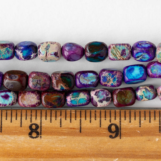 6x8mm Impression Jasper Cornerless Cube Beads - Purple - 16 inch strand ~53 beads