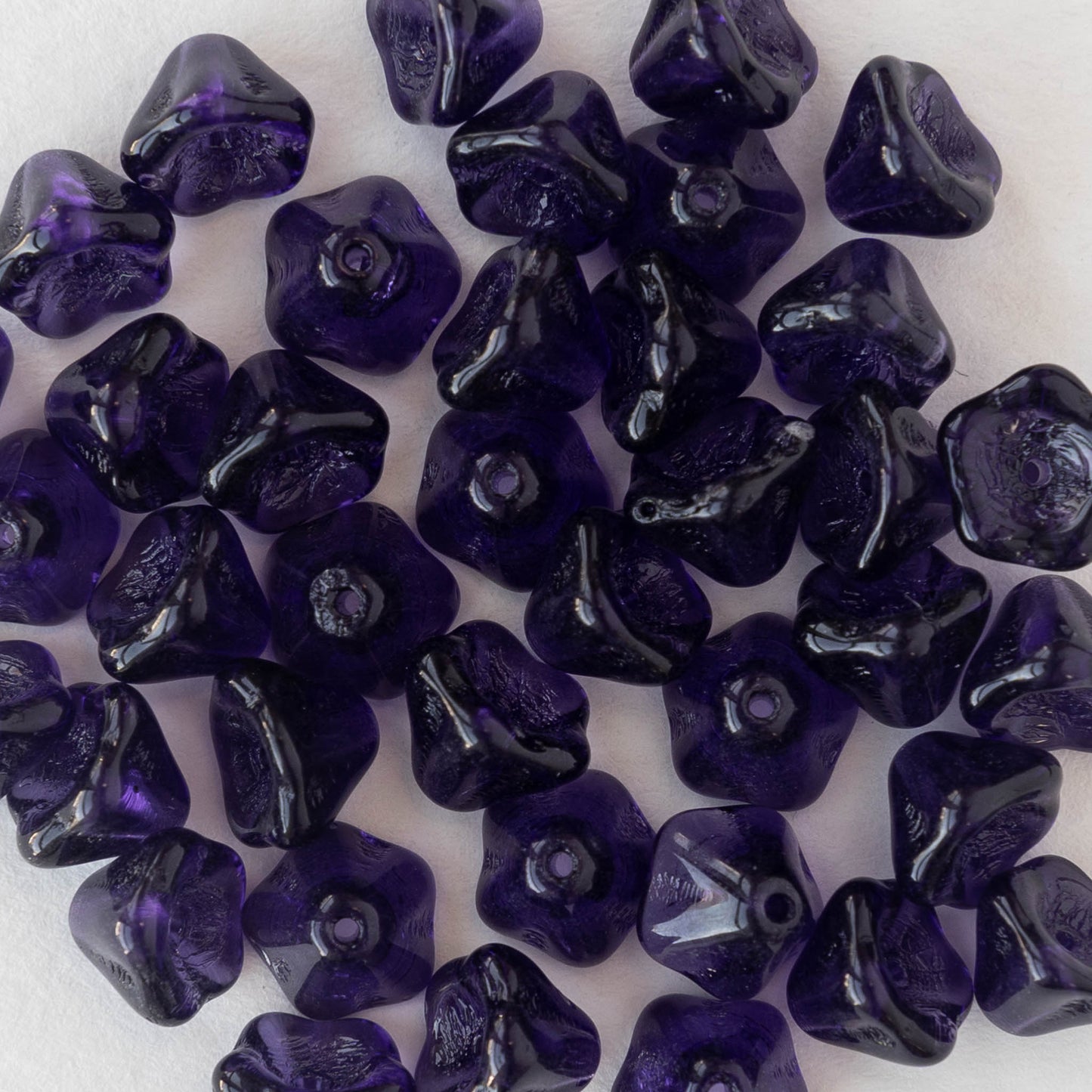 6x8mm Bell Flower Beads - Deep Violet - 30