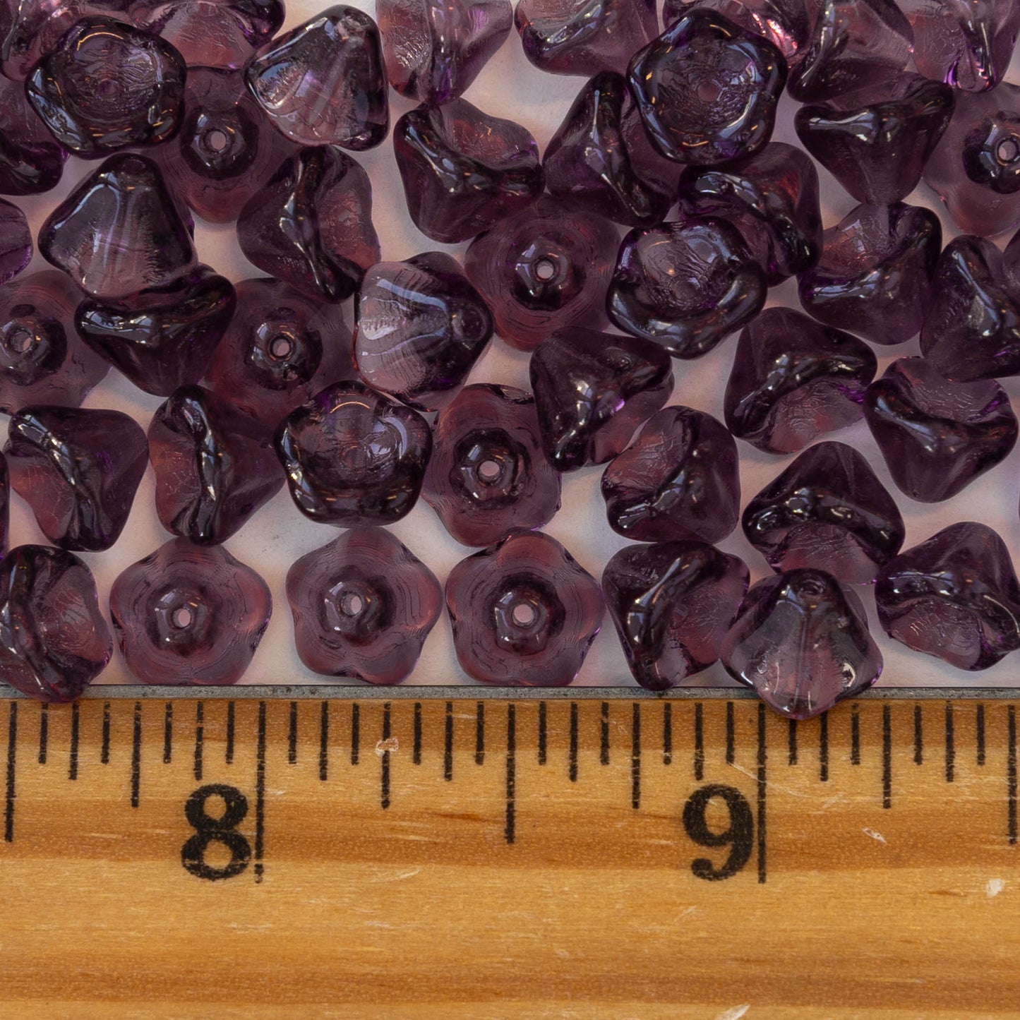 6x8mm Bell Flower Beads - Amethyst - 30