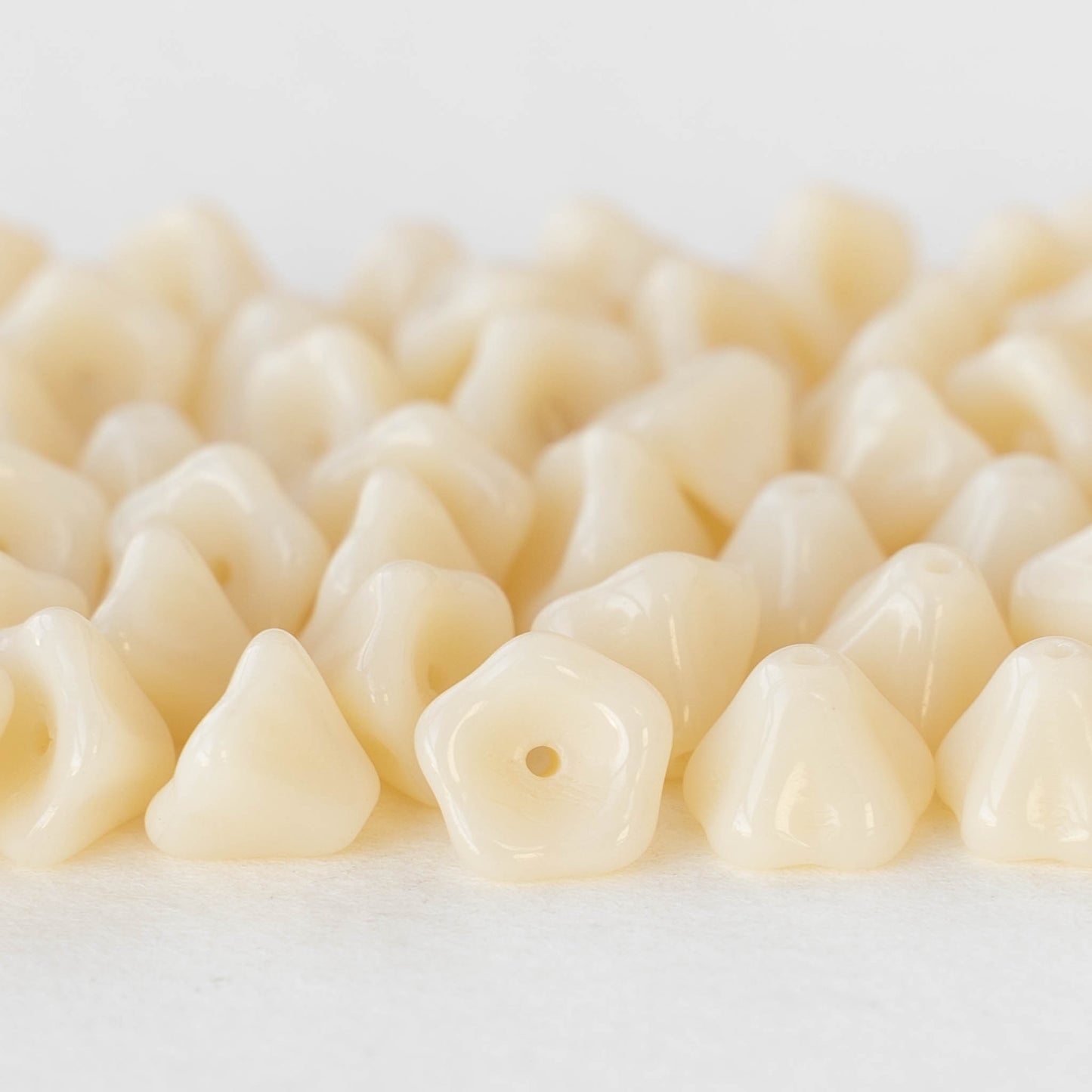 6x8mm Bell Flower Beads - Opaque Ivory White - 30