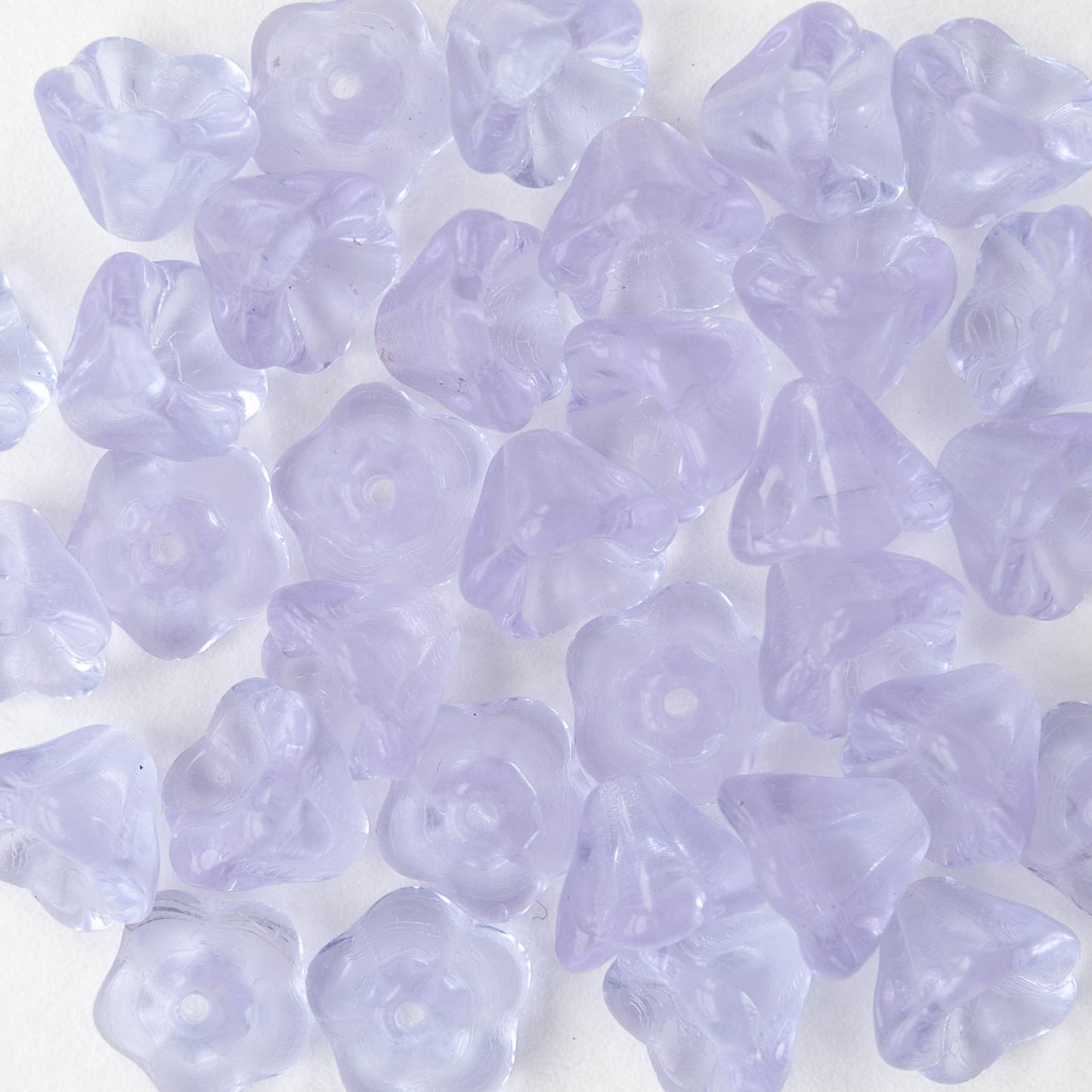 6x8mm Glass Flower Beads - Transparent Lavender - 20 Beads