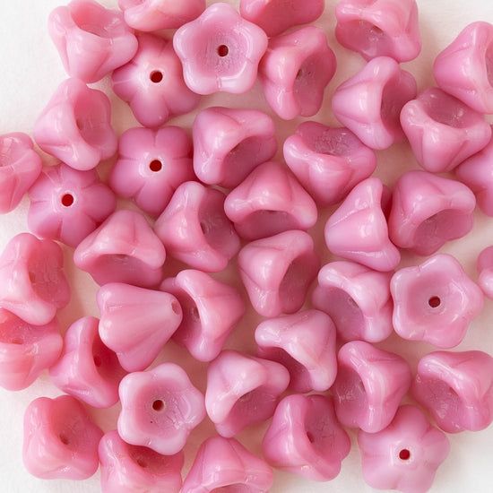 6x8mm Glass Flower Beads - Pink - 20 beads