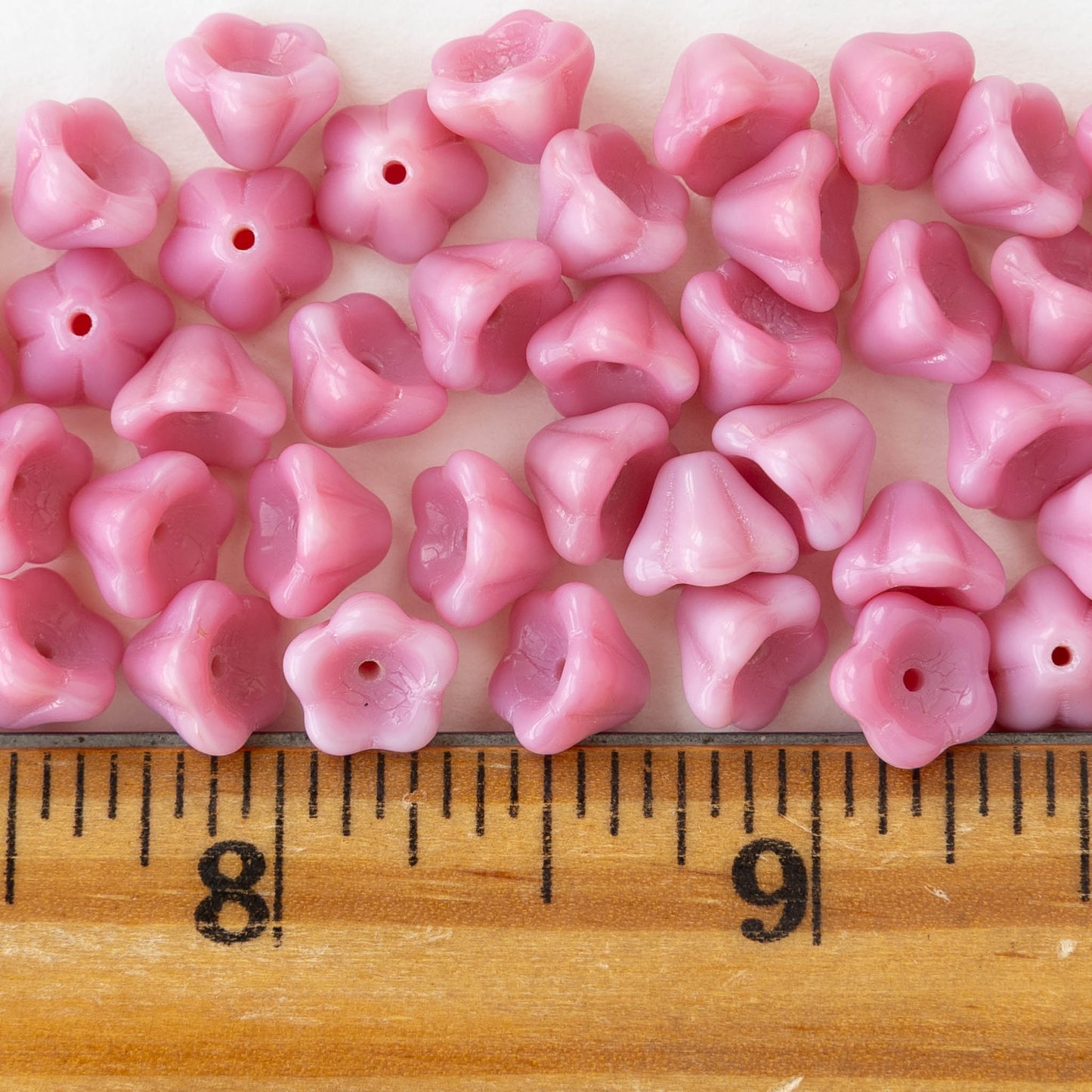 6x8mm Glass Flower Beads - Pink - 20 beads
