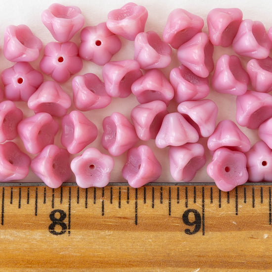 6x8mm Glass Flower Beads - Pink - 20 beads