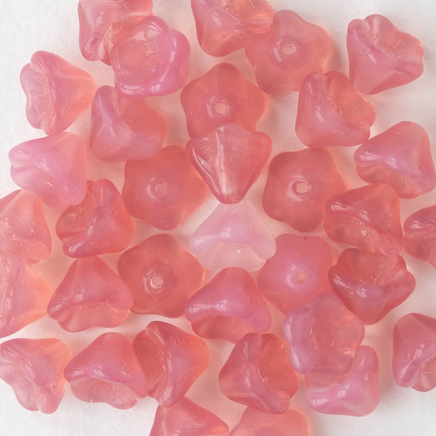 6x8mm Glass Flower Beads - Pink Opaline - 20 Beads