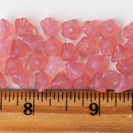 6x8mm Glass Flower Beads - Pink Opaline - 20 Beads