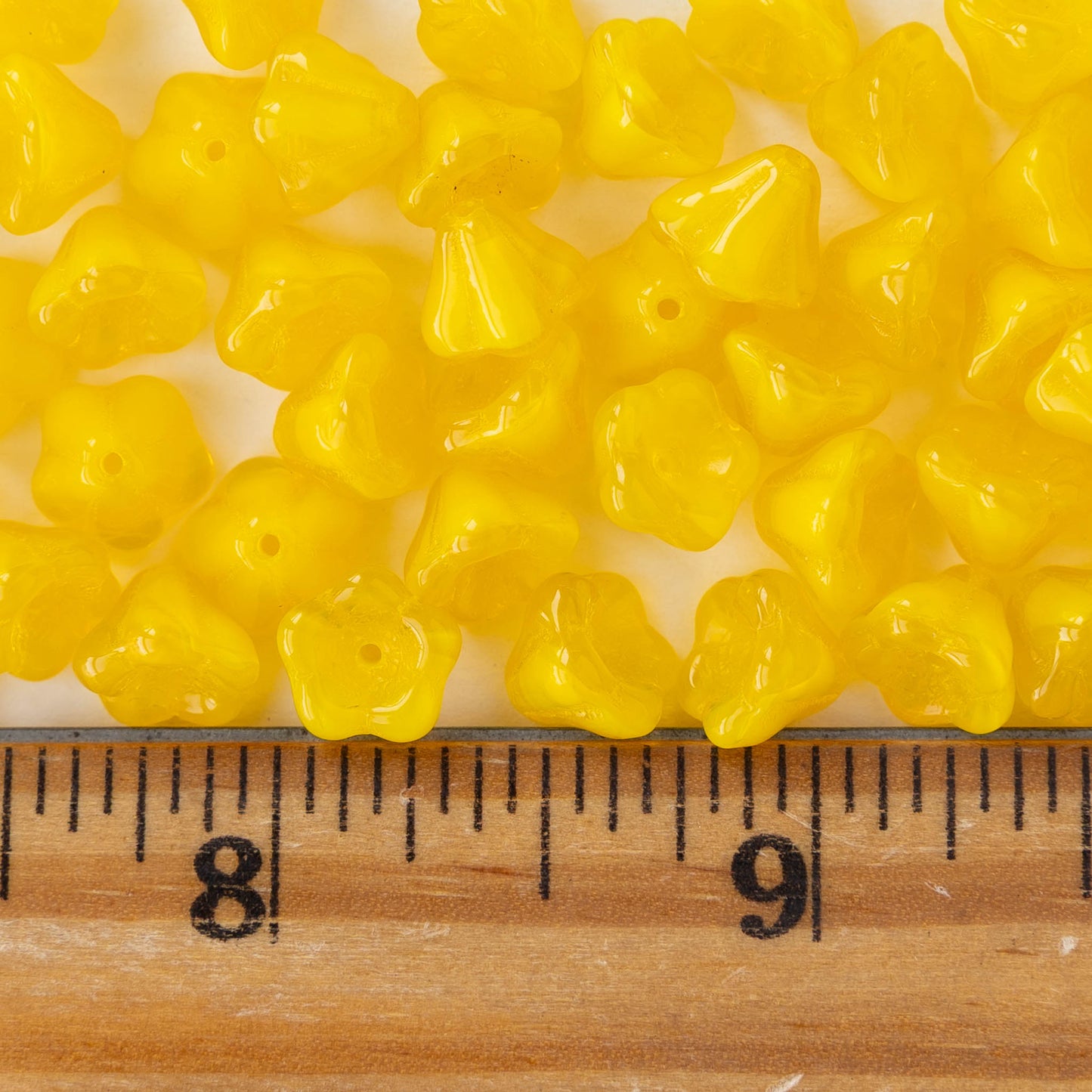 6x8mm Glass Flower Beads - Opaline Yellow - 30 beads