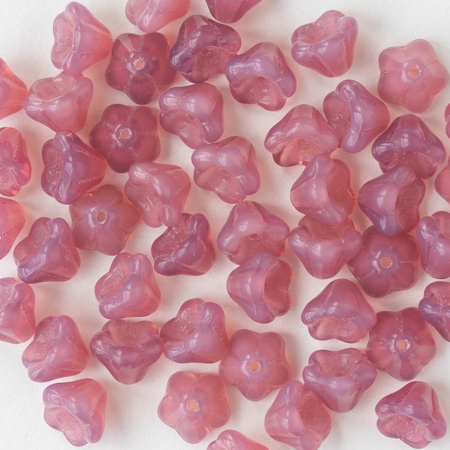 6x8mm Trumpet Flower Beads - Opaline Pink Rose - 30