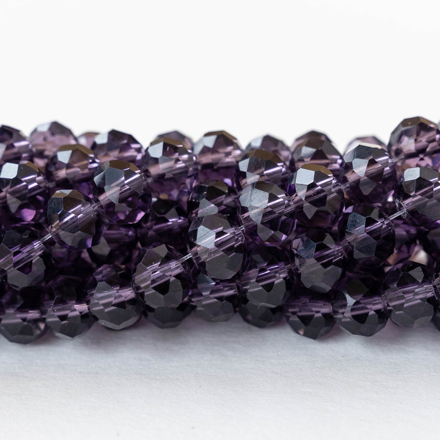 6x8mm Firepolished Rondelle Beads - Transparent Amethyst - 70 Beads