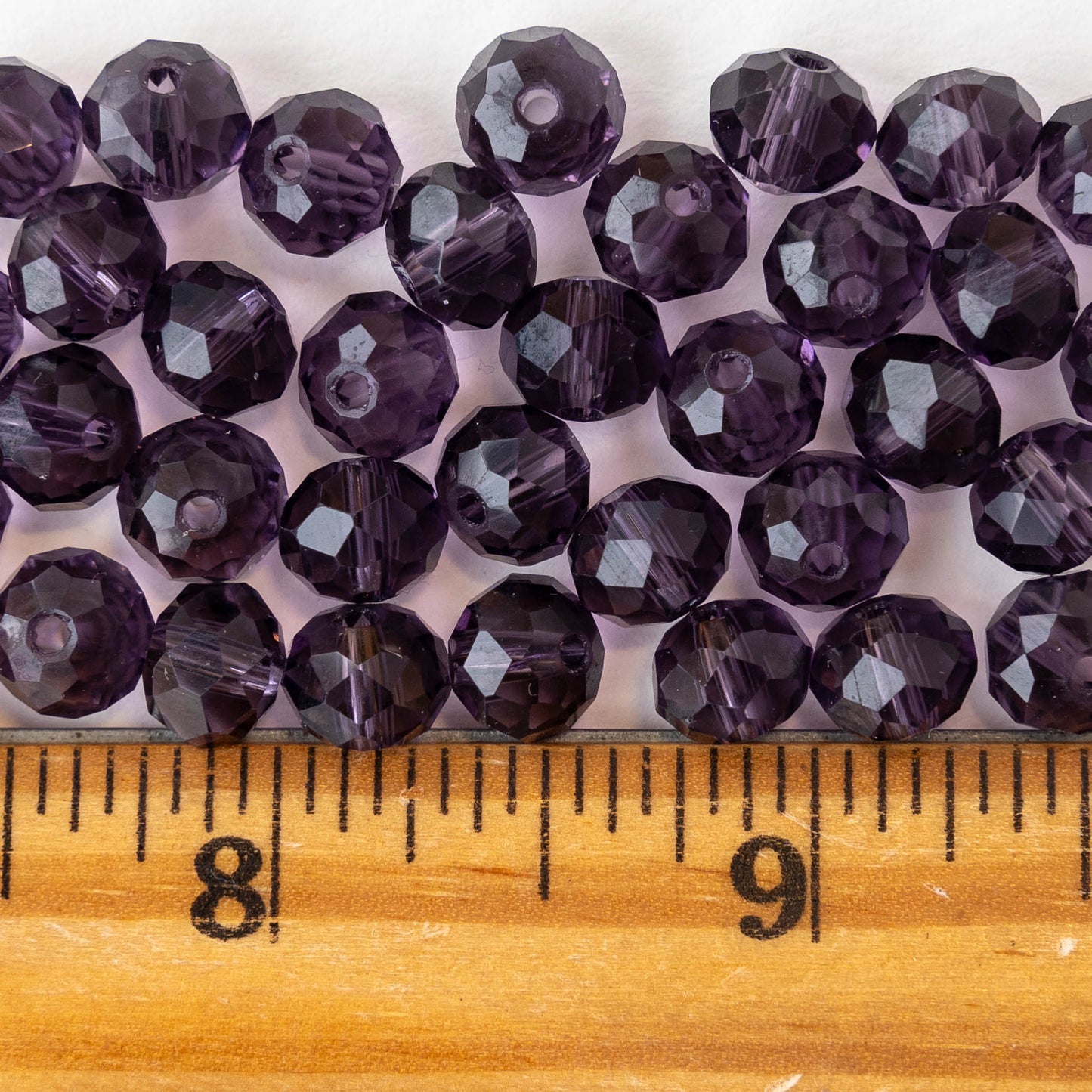 6x8mm Firepolished Rondelle Beads - Transparent Amethyst - 70 Beads