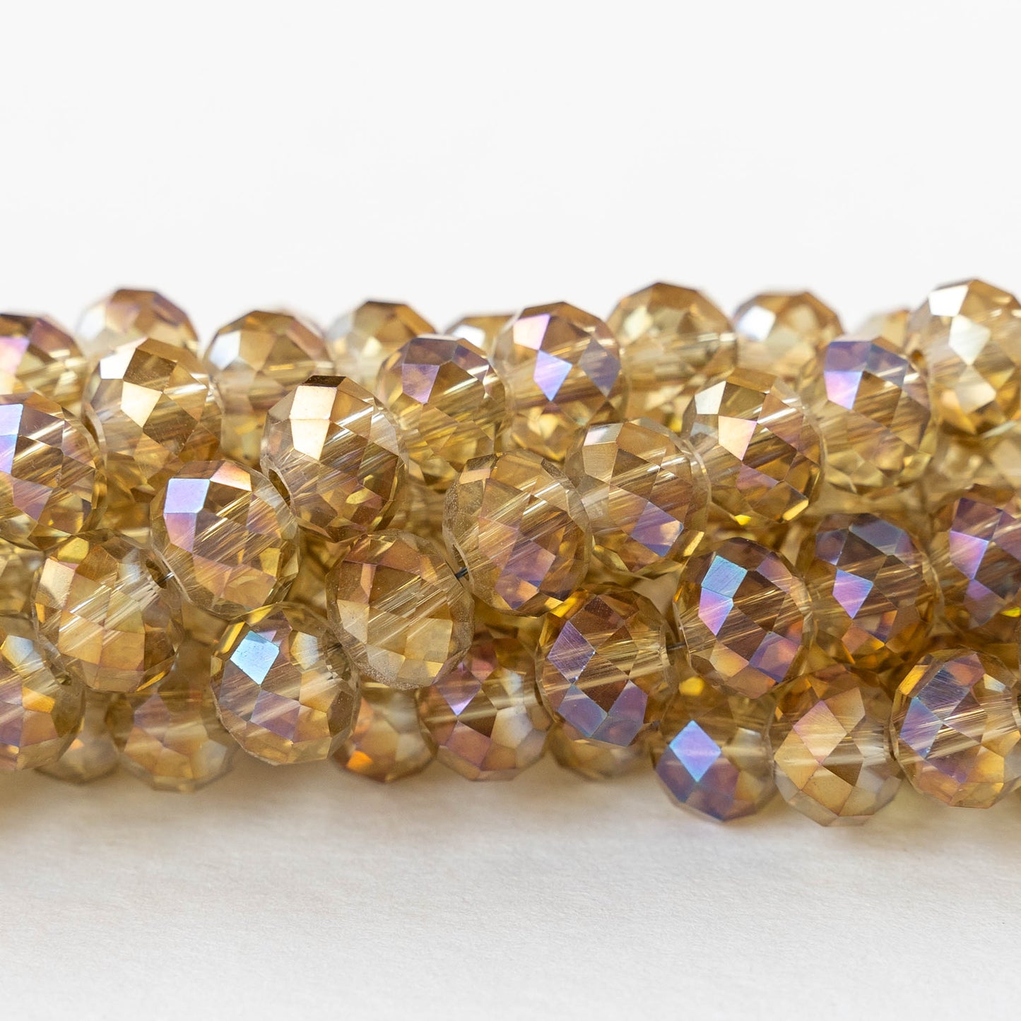 6x8mm Firepolished Rondelle Beads - Transparent Golden AB - 70 Beads