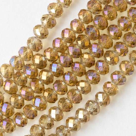 6x8mm Firepolished Rondelle Beads - Transparent Golden AB - 70 Beads