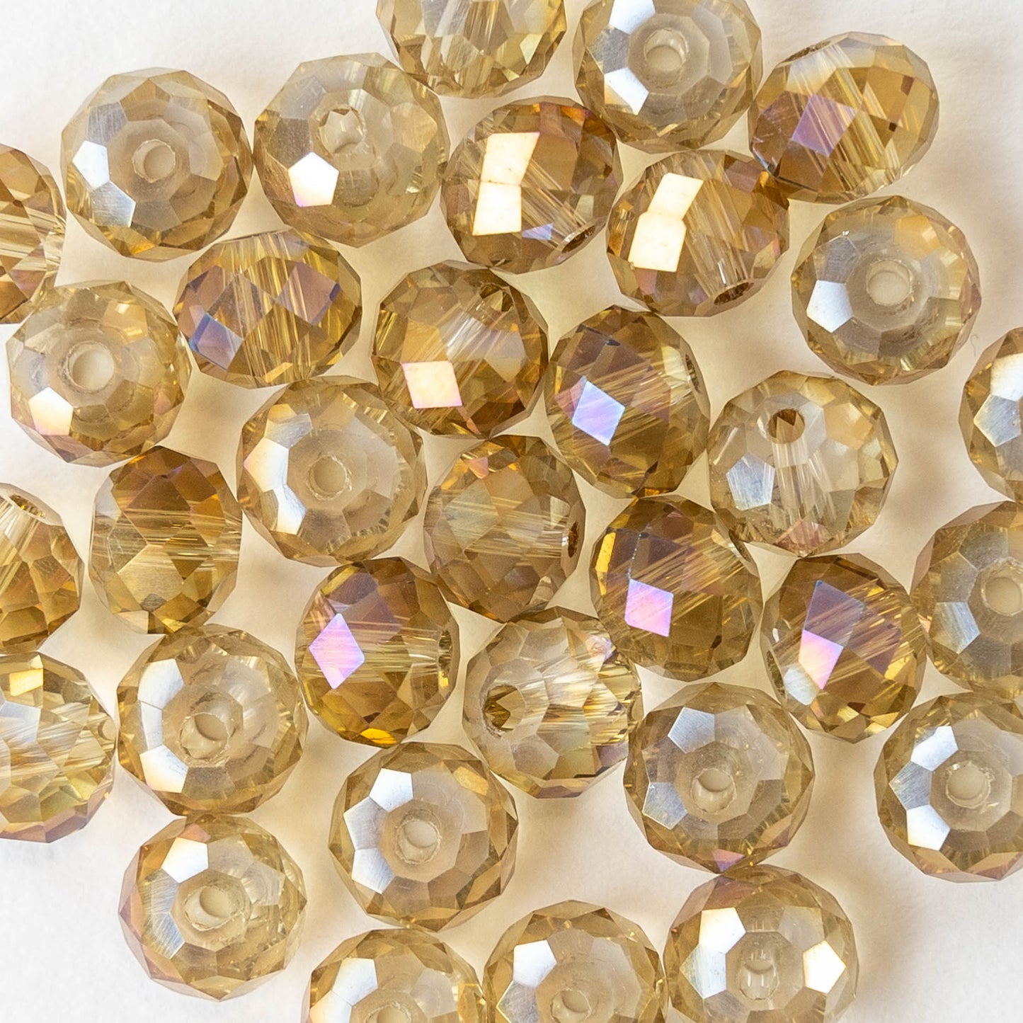 6x8mm Firepolished Rondelle Beads - Transparent Golden AB - 70 Beads