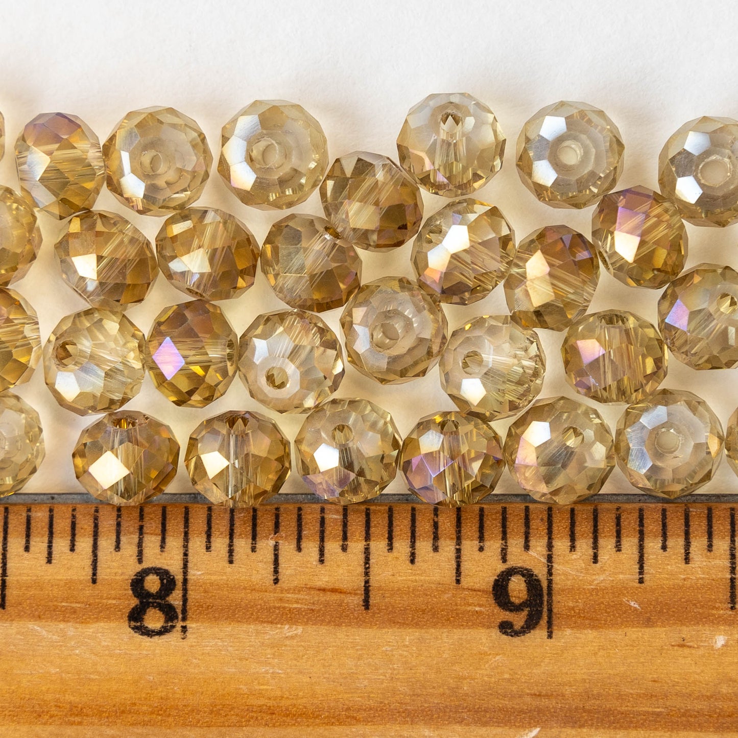 6x8mm Firepolished Rondelle Beads - Transparent Golden AB - 70 Beads