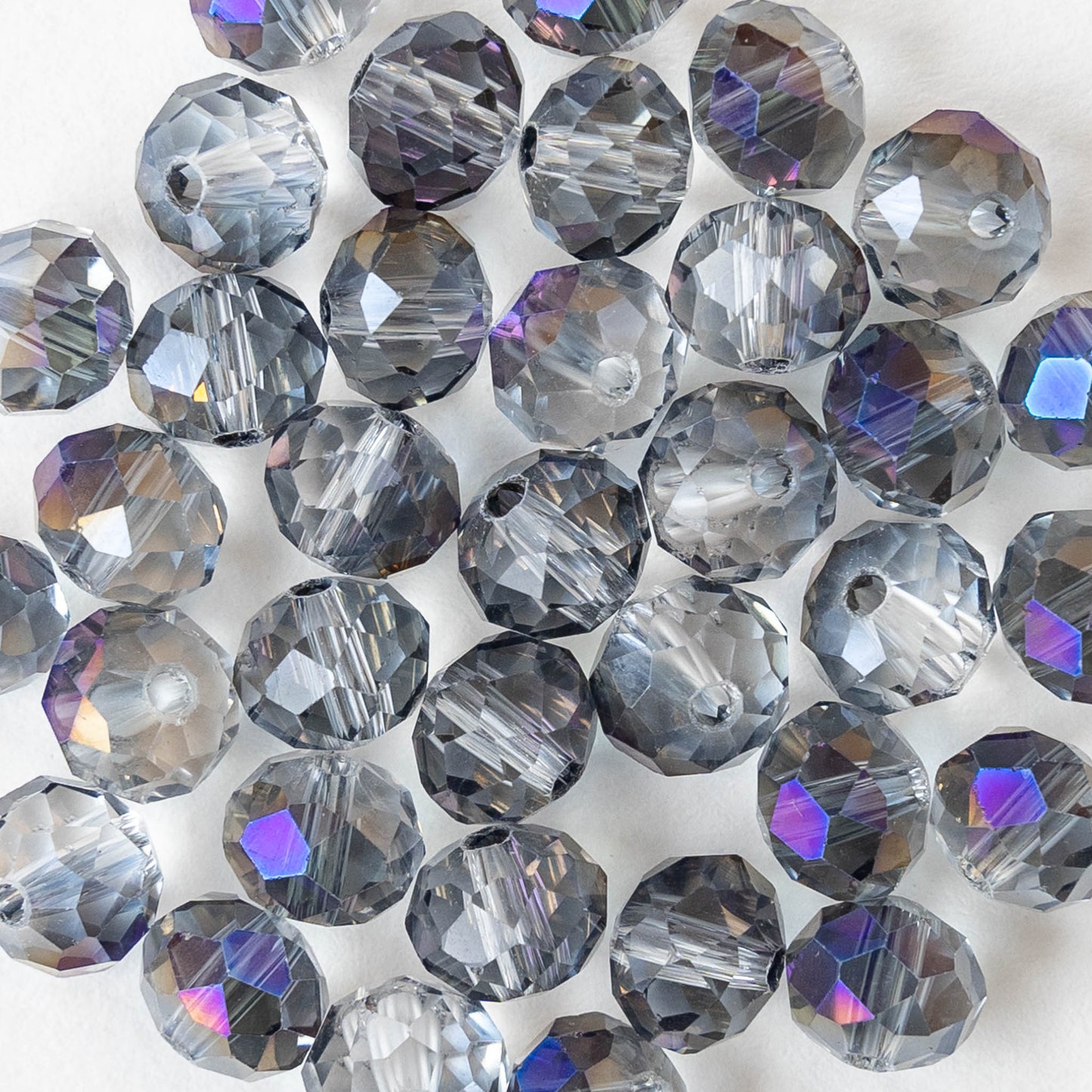 6x8mm Firepolished Rondelle Beads - Sparkly Lavender AB - 70 Beads