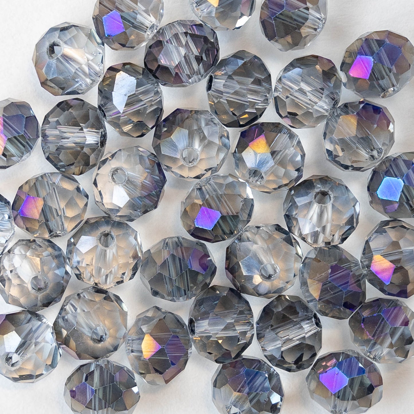 6x8mm Firepolished Rondelle Beads - Sparkly Lavender AB - 70 Beads