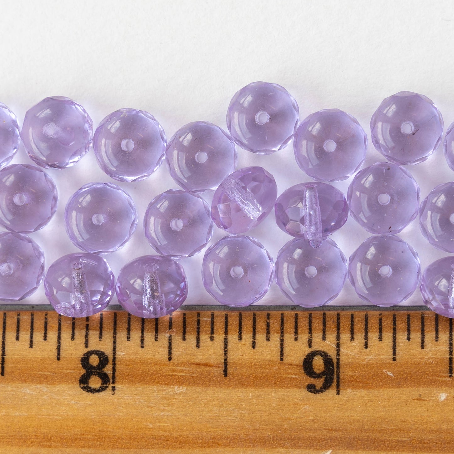 6x8mm Firepolished Rondelle Beads -  Transparent Lilac Purple - 25 Beads