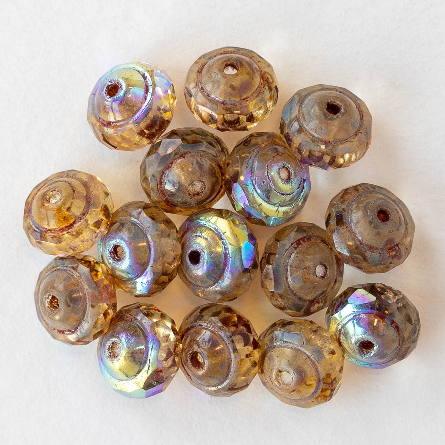 6x8mm Glass Saturn Beads - Crystal AB - 15 beads