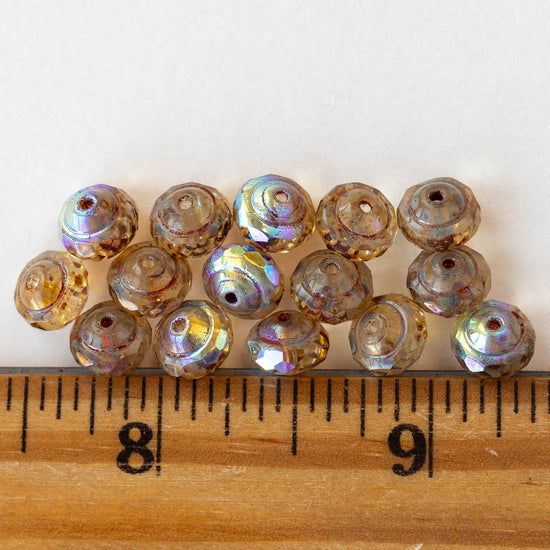 6x8mm Glass Saturn Beads - Crystal AB - 15 beads