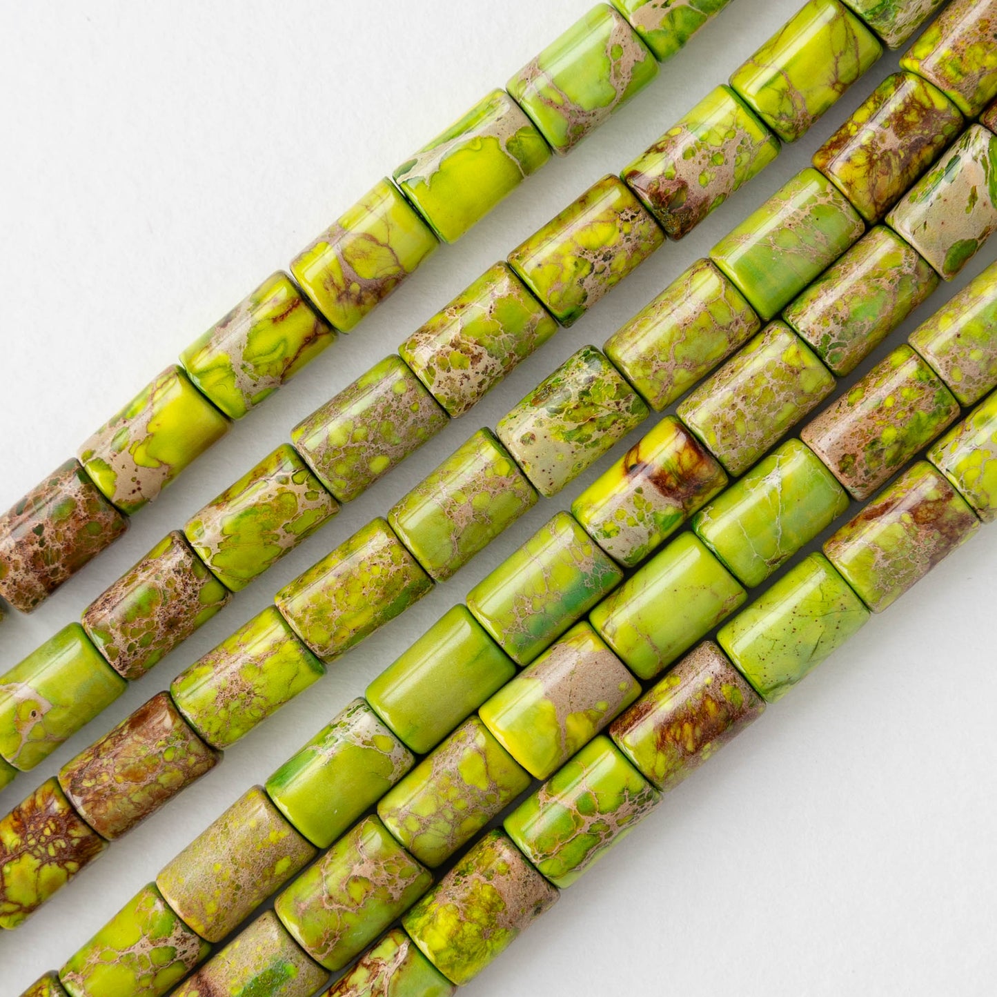 6x8mm Impression Jasper Tube Beads - Green - 20 beads