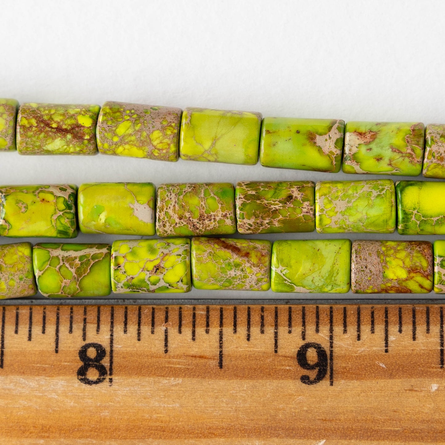 6x8mm Impression Jasper Tube Beads - Green - 20 beads