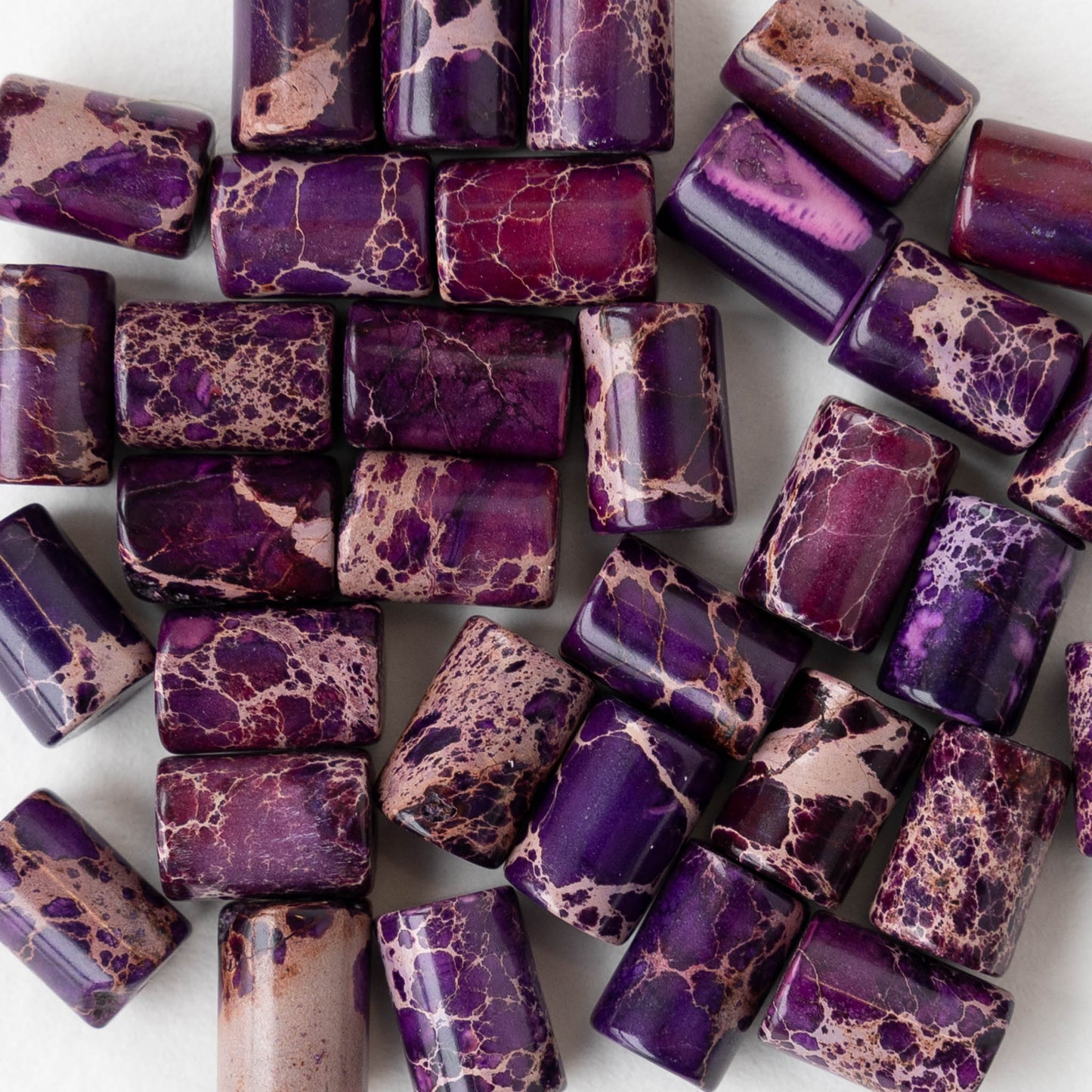 6x8mm Impression Jasper Tube Beads - Purple - 20 beads