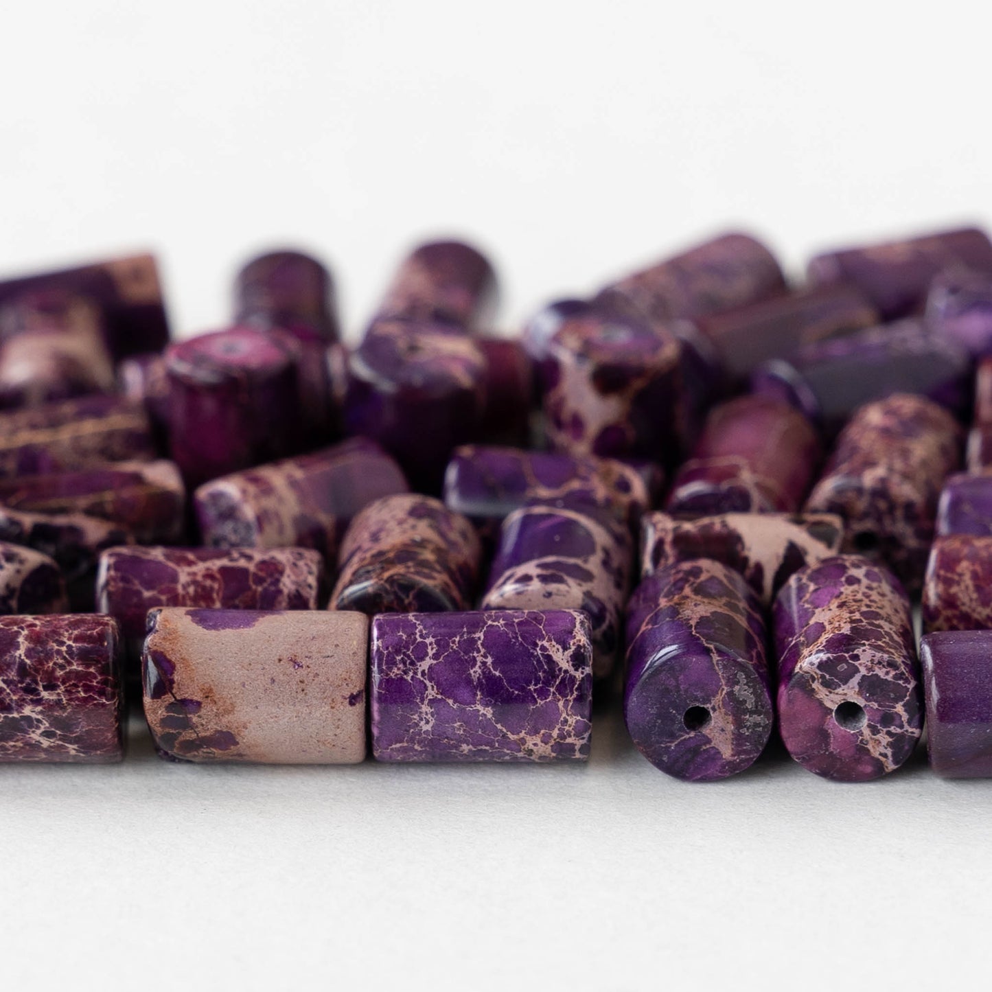 6x8mm Impression Jasper Tube Beads - Purple - 20 beads