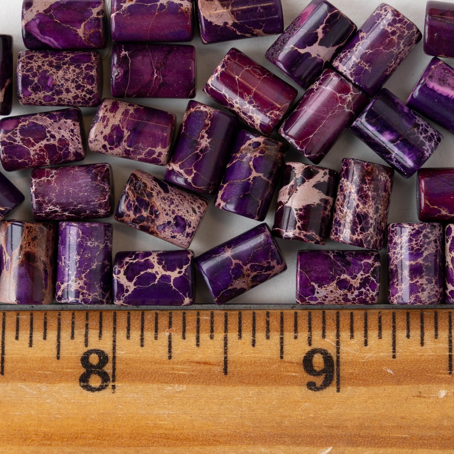 6x8mm Impression Jasper Tube Beads - Purple - 20 beads