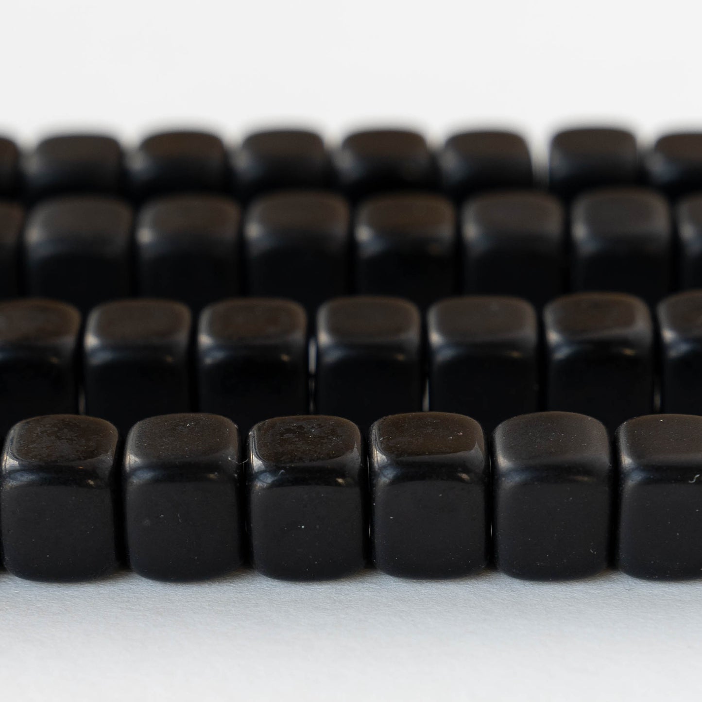 8mm Glass Cube Beads - Opaque Black - 12 beads