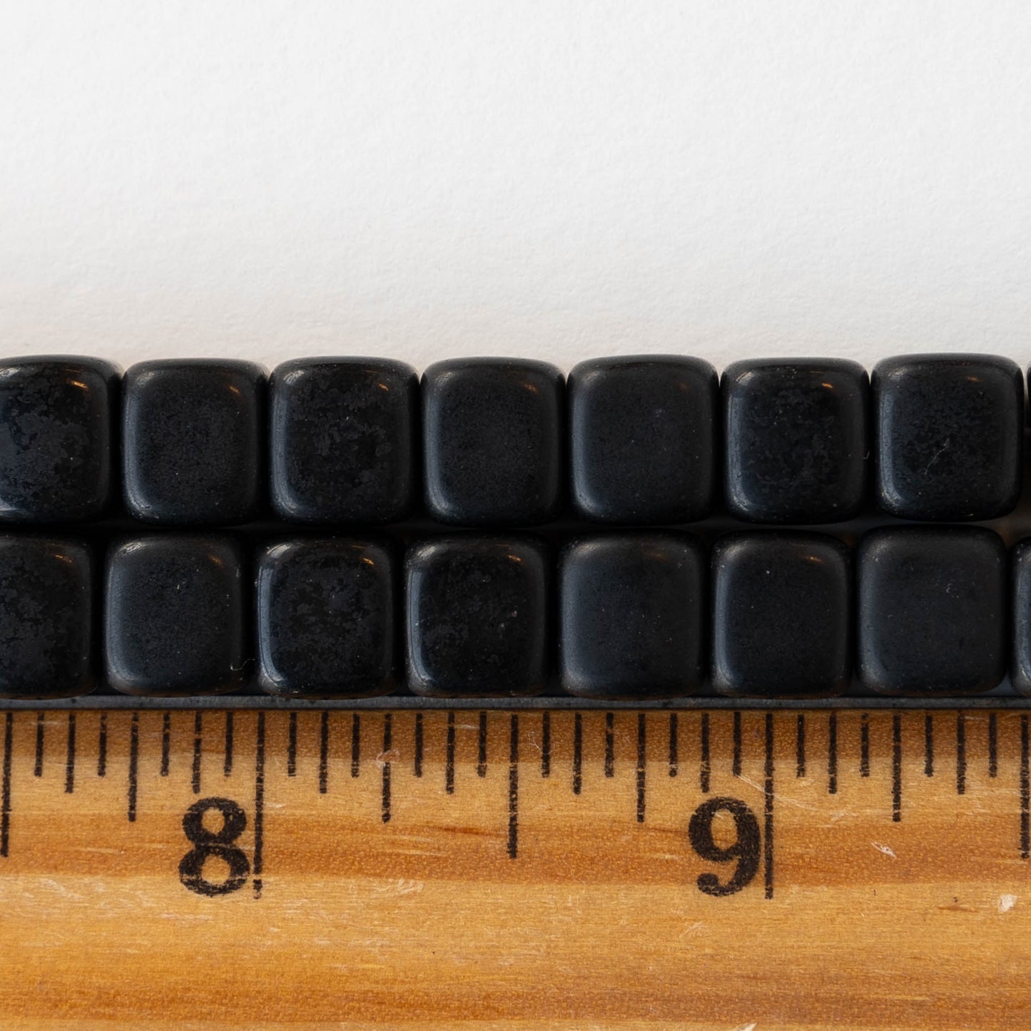 8mm Glass Cube Beads - Opaque Black - 12 beads