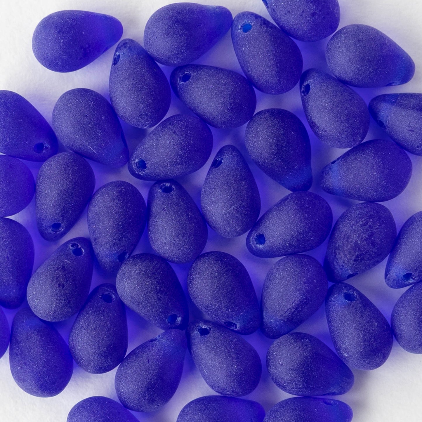 6x9mm Glass Teardrop Beads - Matte Cobalt Blue - 50 Beads