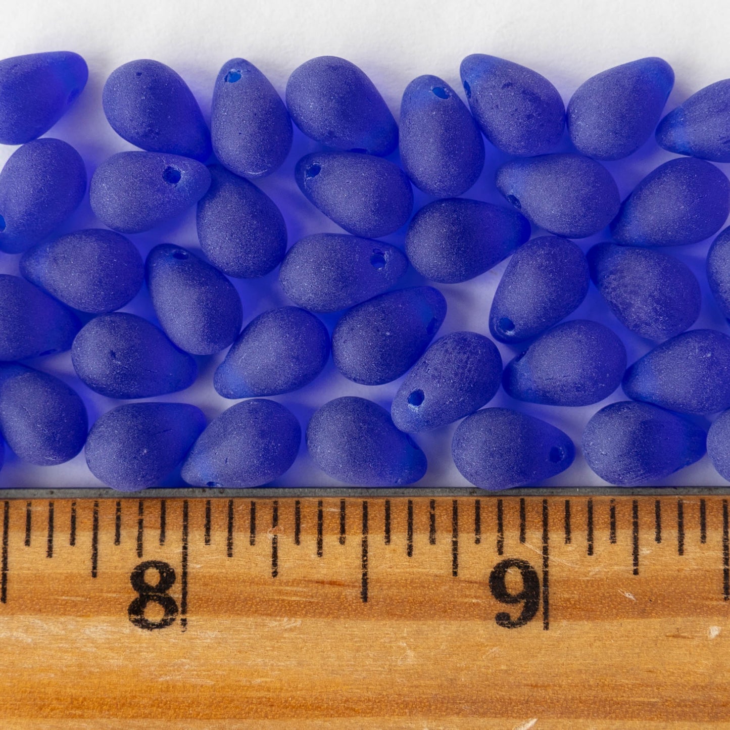 6x9mm Glass Teardrop Beads - Matte Cobalt Blue - 50 Beads