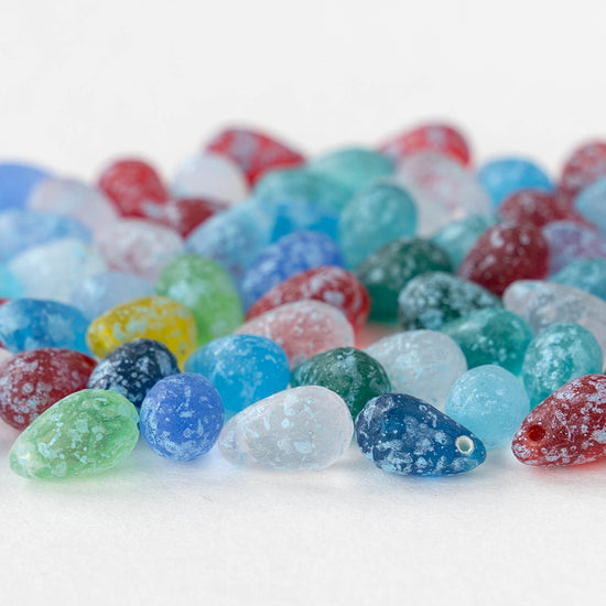 6x9mm Glass Teardrop Beads - Colorful Mix - 30 Beads