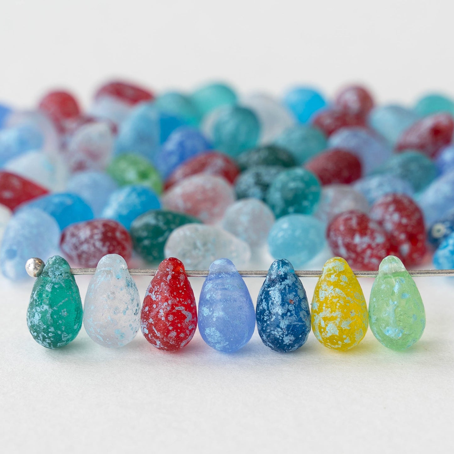 6x9mm Glass Teardrop Beads - Colorful Mix - 30 Beads