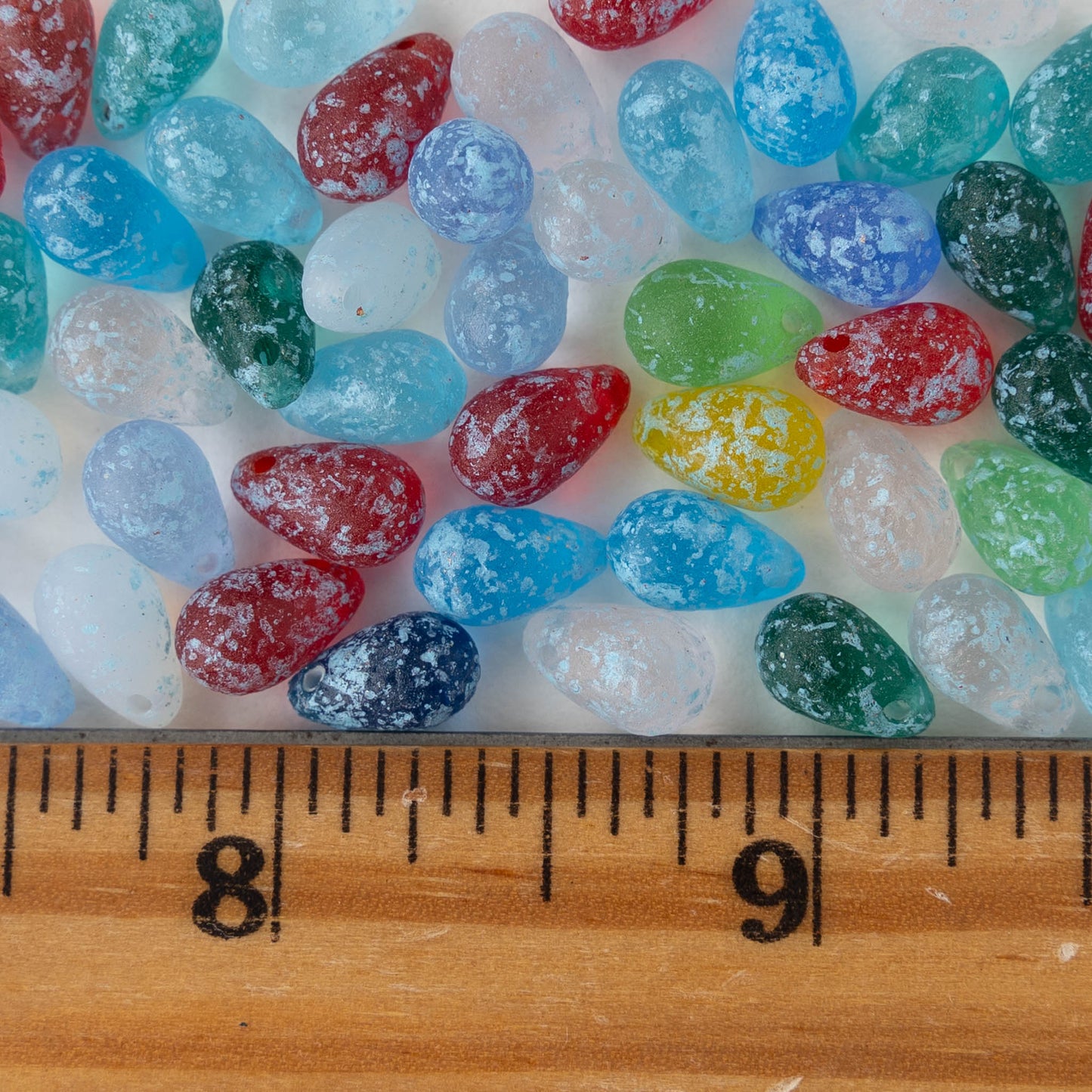 6x9mm Glass Teardrop Beads - Colorful Mix - 30 Beads