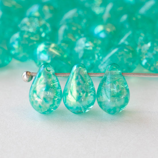 6x9mm Glass Teardrop Beads - Crystal AB - 50 Beads – funkyprettybeads
