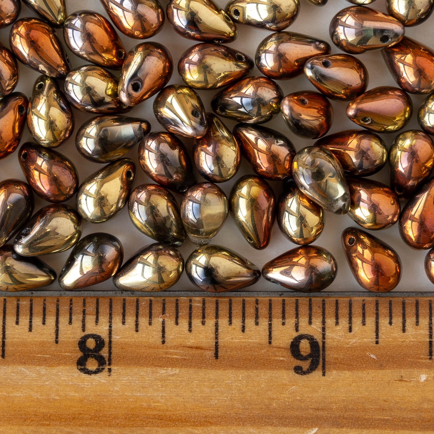 6x9mm Glass Teardrop Beads - Crystal California Gold Rush - 20 Beads