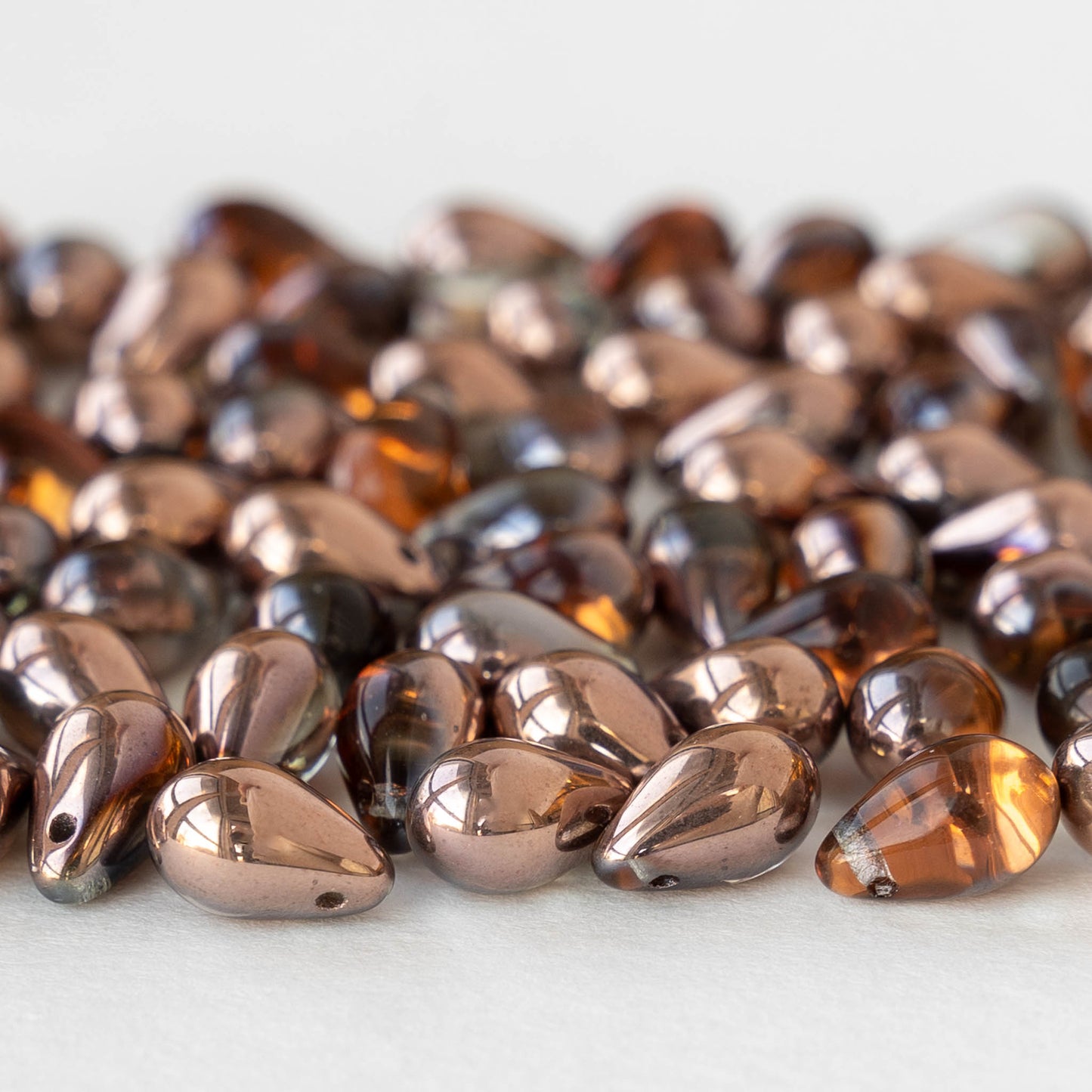 6x9mm Glass Teardrop Beads - Crystal Capri Gold - 25 Beads