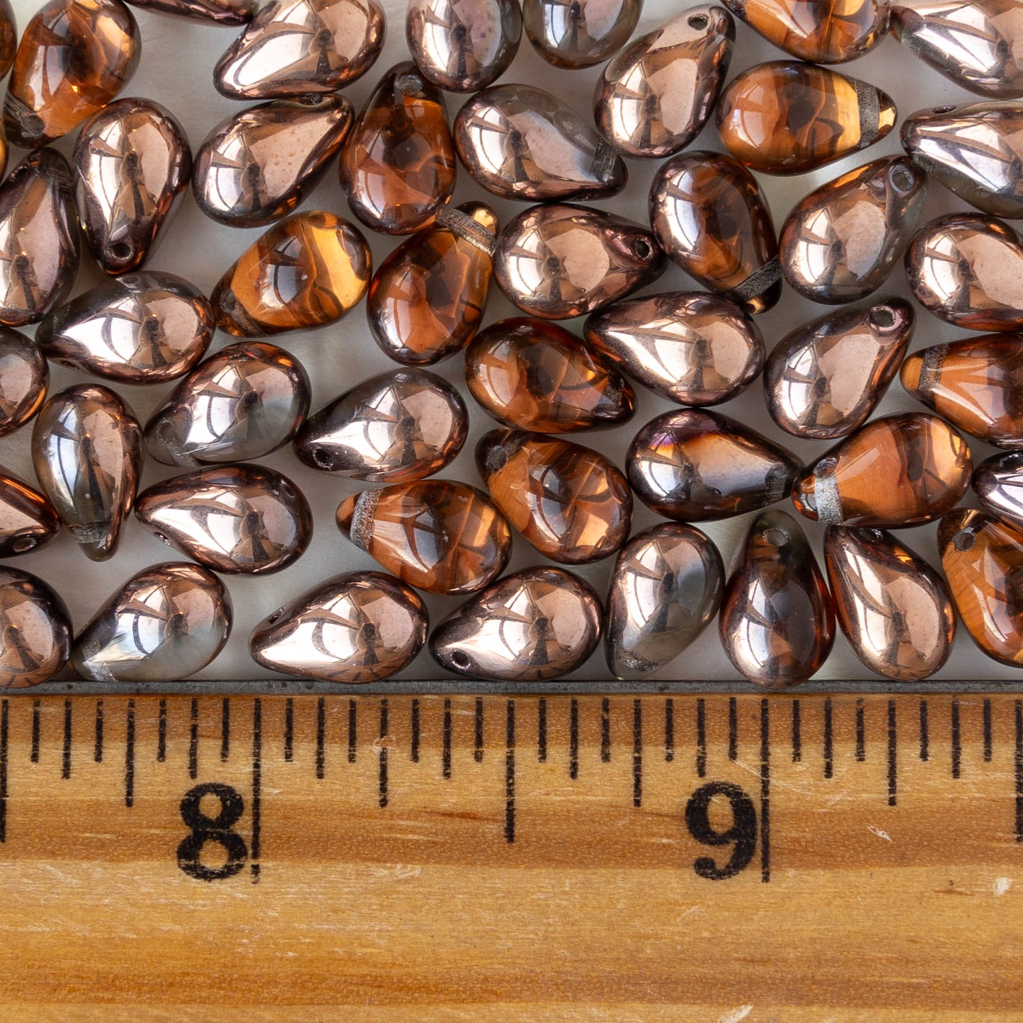 6x9mm Glass Teardrop Beads - Crystal Capri Gold - 25 Beads