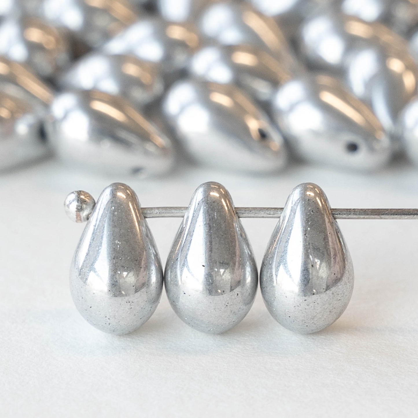 6x9mm Glass Teardrop Beads - Crystal Full Labrador - 20 Beads