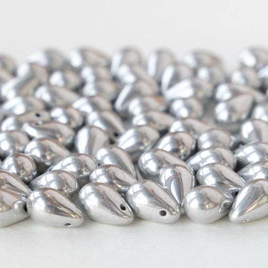 6x9mm Glass Teardrop Beads - Crystal Full Labrador - 20 Beads