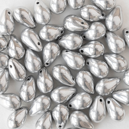 6x9mm Glass Teardrop Beads - Crystal Full Labrador - 20 Beads