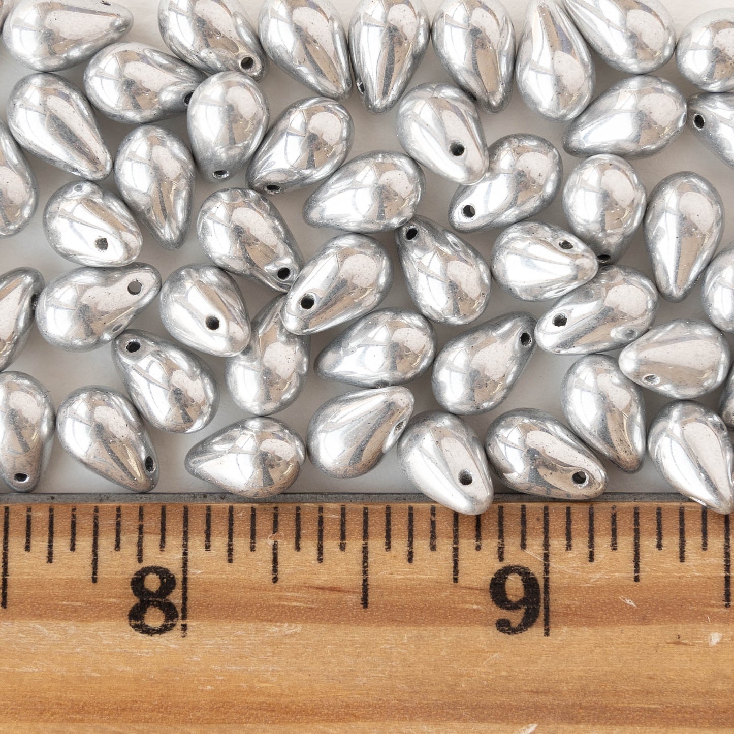 6x9mm Glass Teardrop Beads - Crystal Full Labrador - 20 Beads